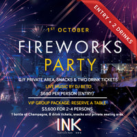 Fireworks Party at INK Cafe (Private deck area; DJ w 2 drinks & 4 food items)