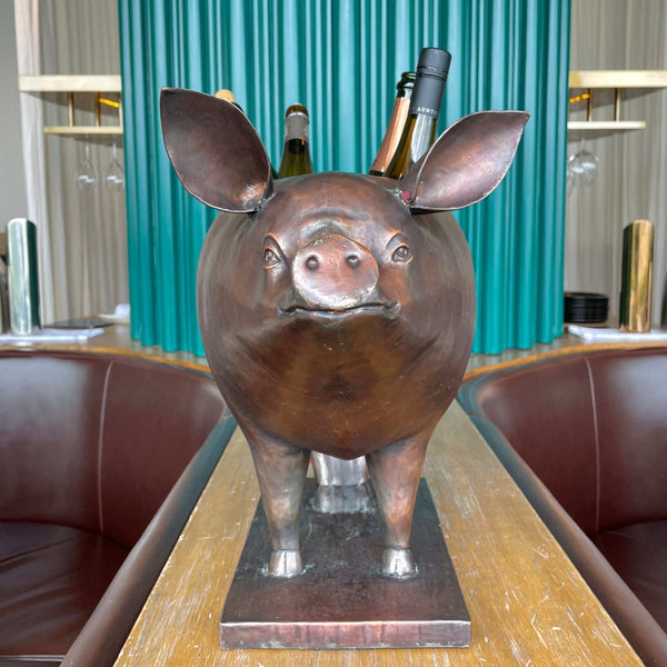 Handmade Artisan Bronze 'Eliza the Pig' Wine Bucket - Woolly Pig Hong Kong