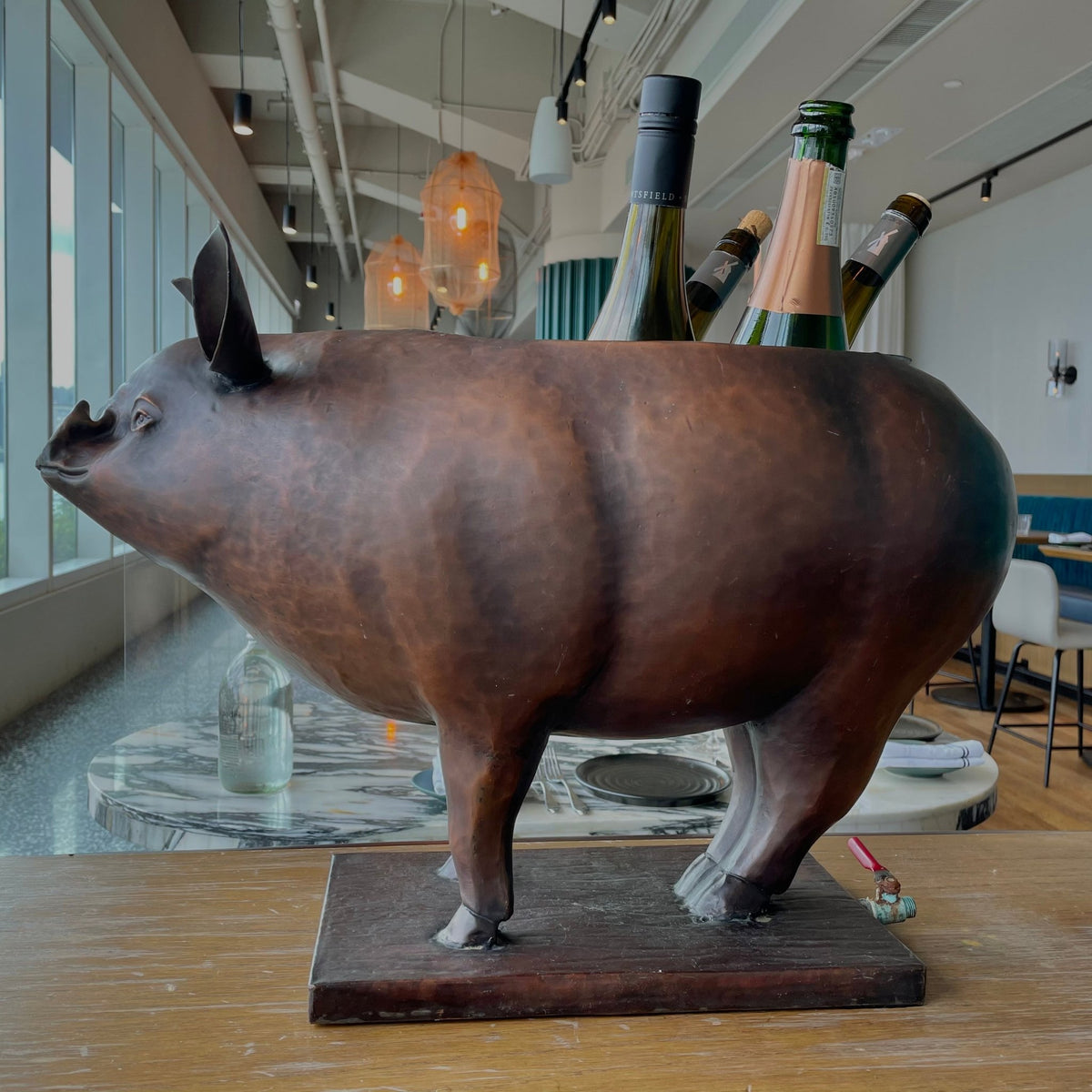 Handmade Artisan Bronze 'Eliza the Pig' Wine Bucket - Woolly Pig Hong Kong